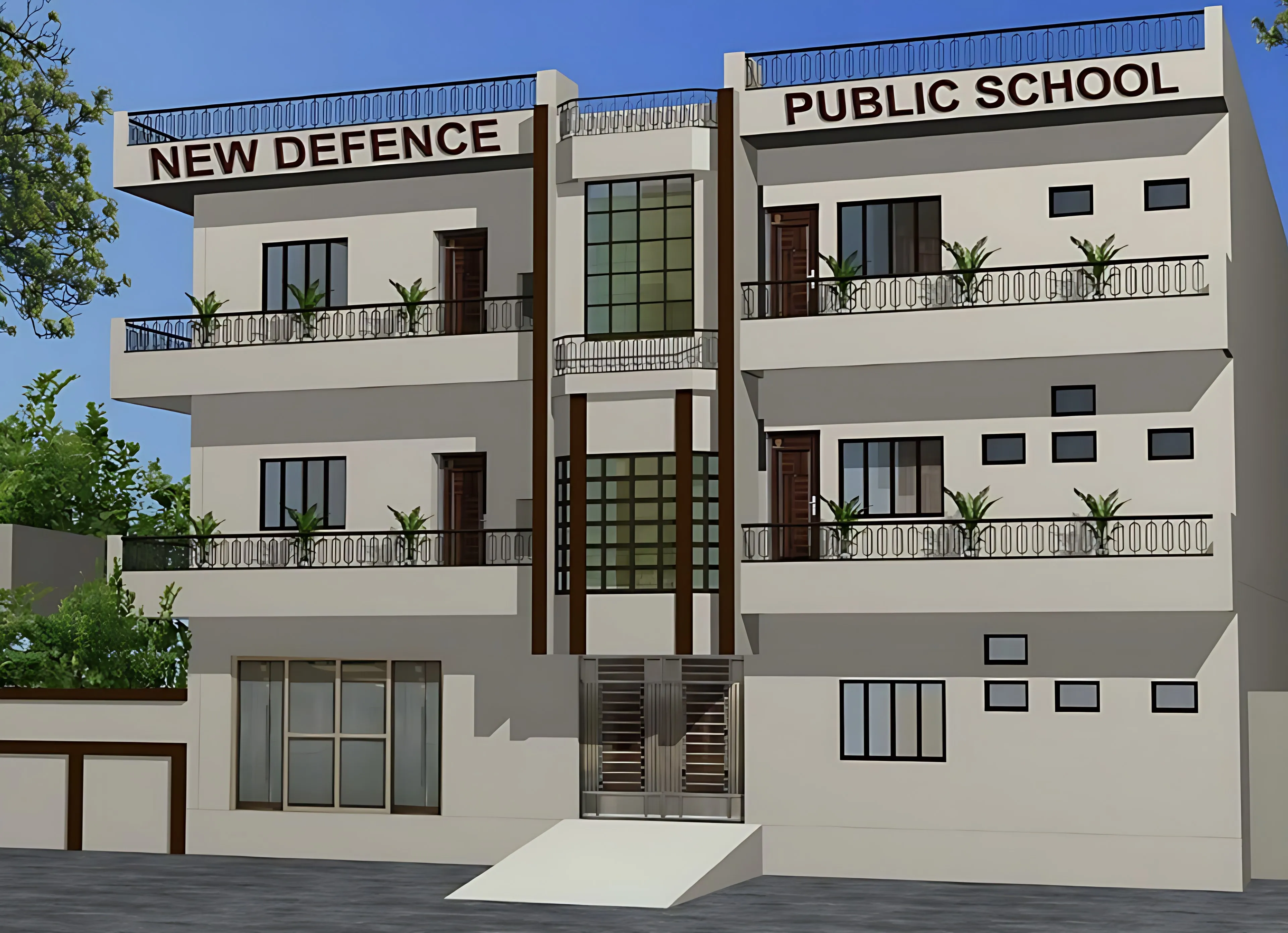 The New Defence Public School building in Raghuvirpuram, Shahganj