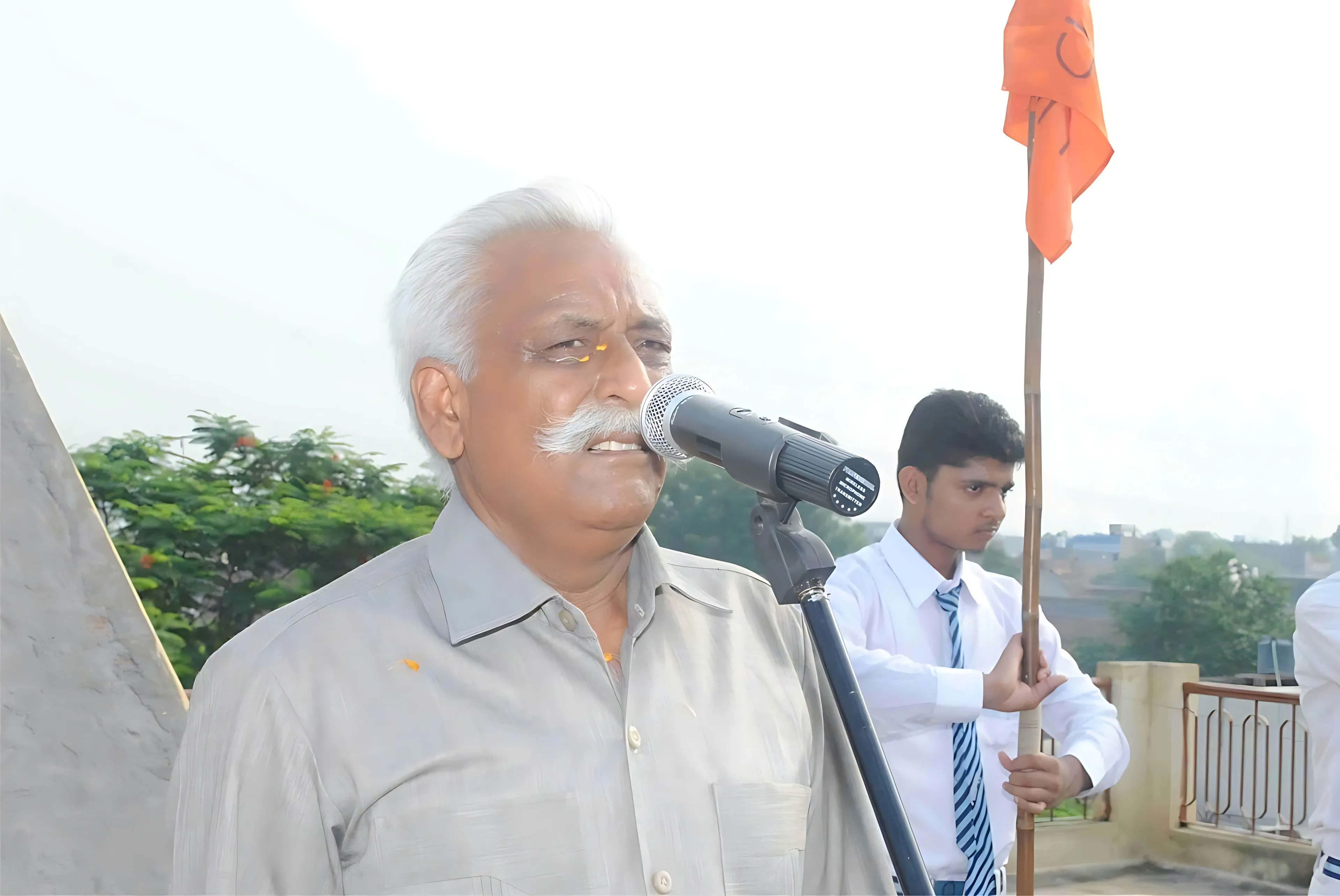 The Manager addressing students at the school